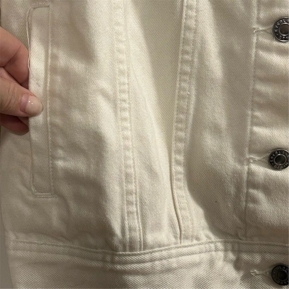 Everlane Women's Denim Jacket Medium off-white Button-Up Casual Short Fall - Picture 11 of 12